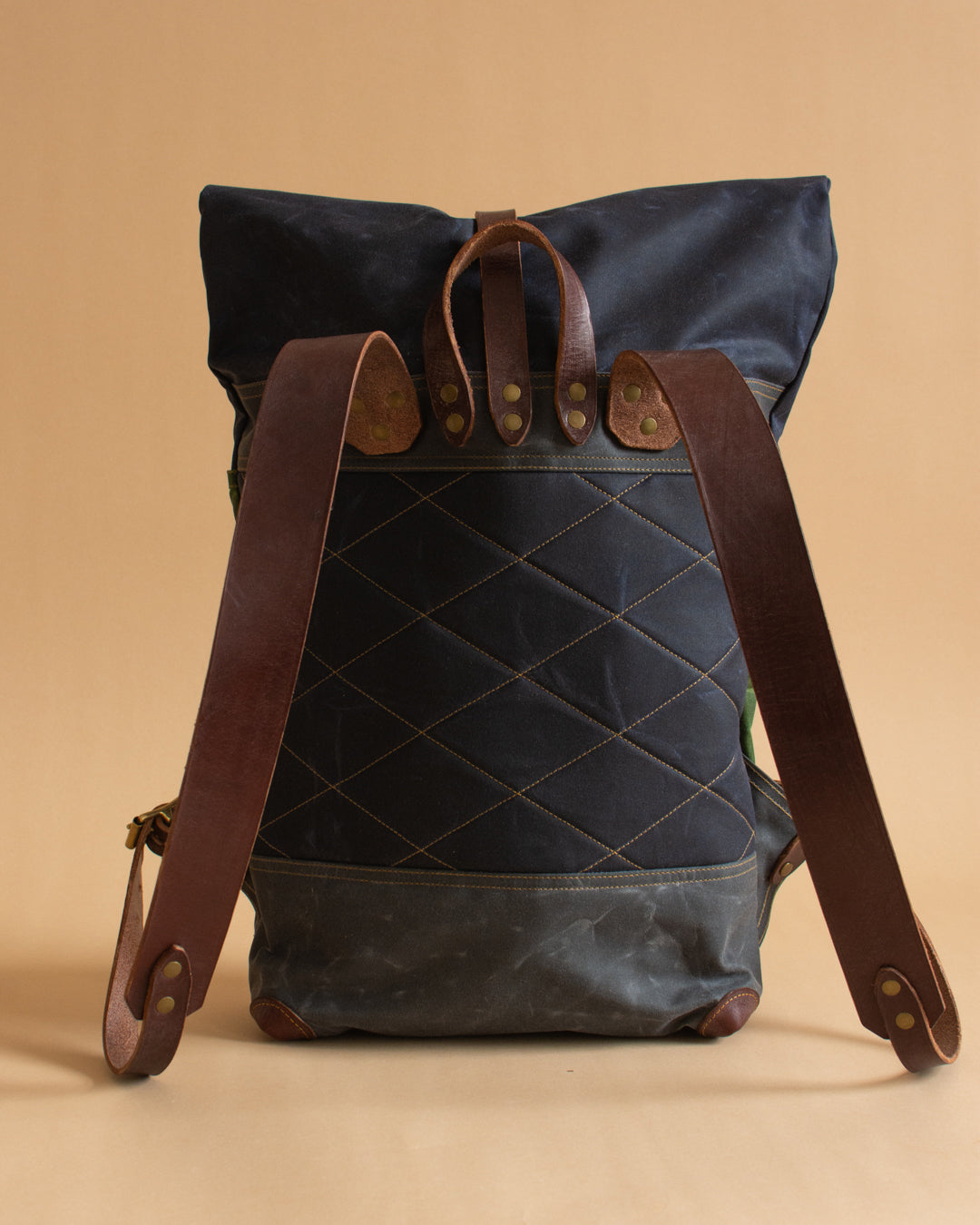 MUICK Waxed Canvas & Leather Rolltop Backpack - STORM/MOSS/SCREE