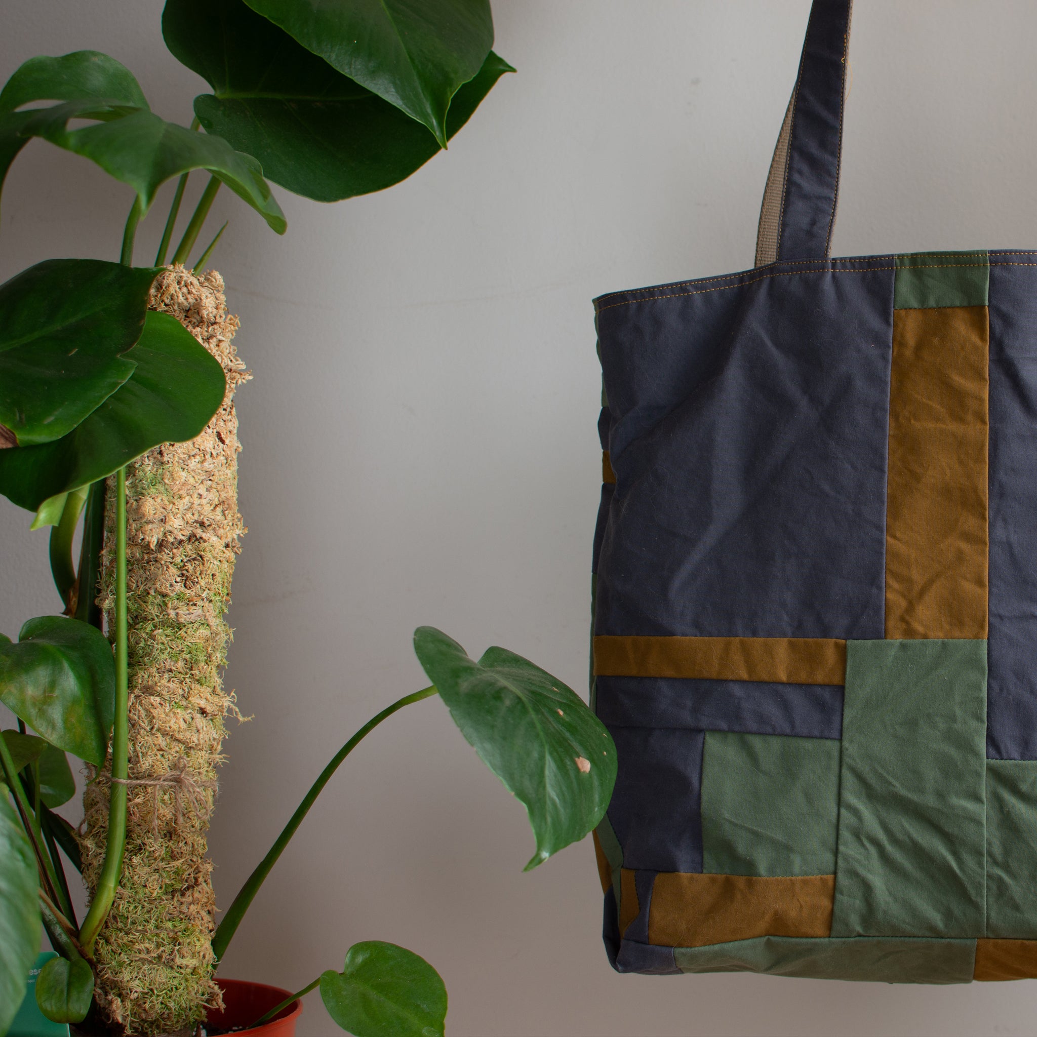 Zero Waste Slouchy "Forvie" Tote - Green/Grey/Ochre