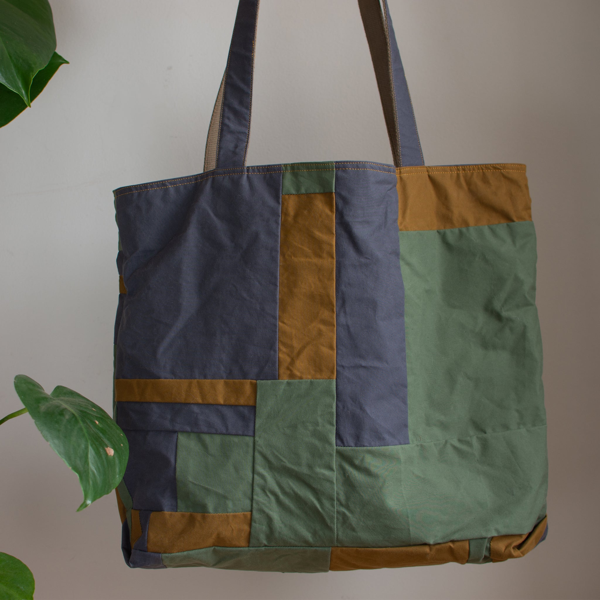 Zero Waste Slouchy "Forvie" Tote - Green/Grey/Ochre