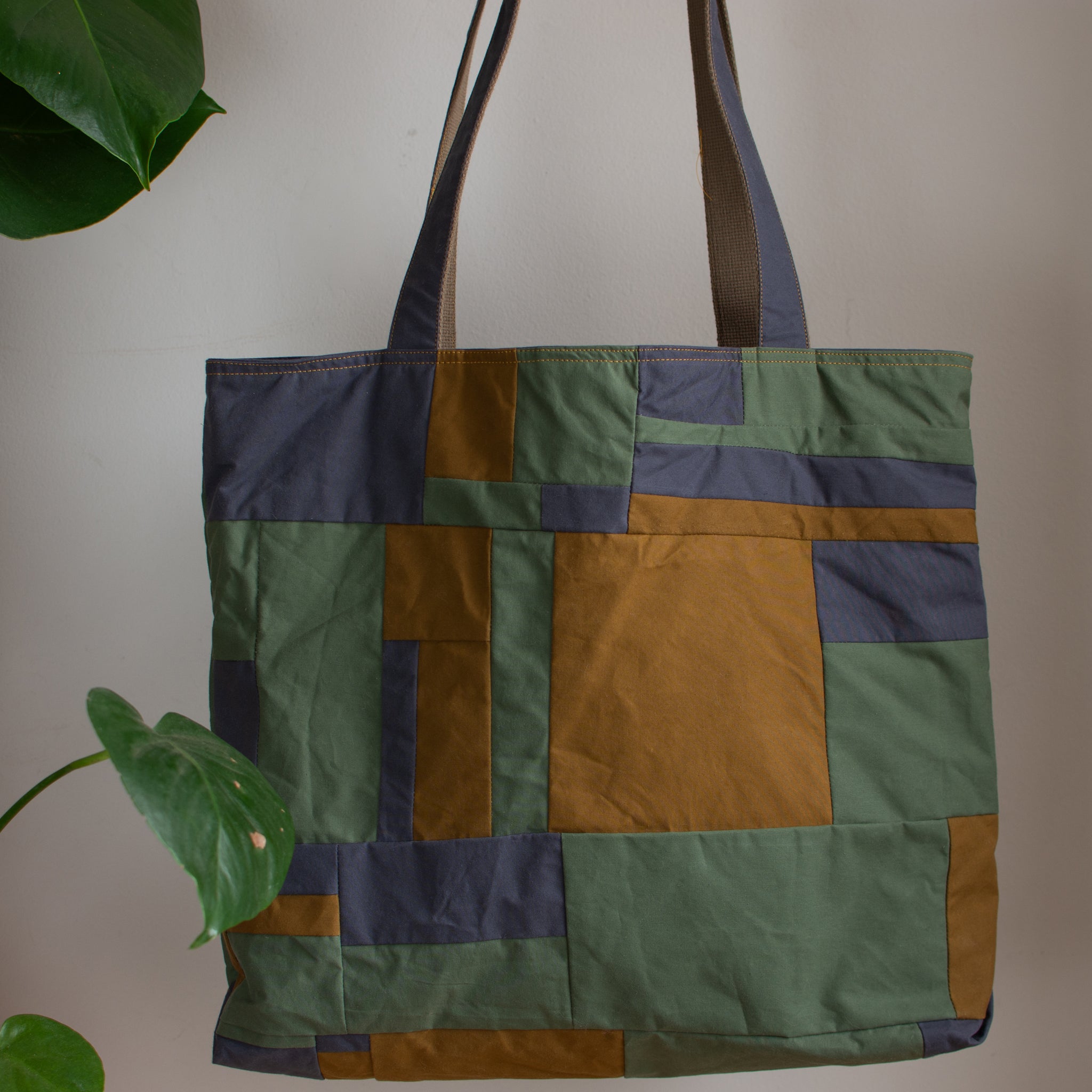 Zero Waste Slouchy "Forvie" Tote - Green/Grey/Ochre