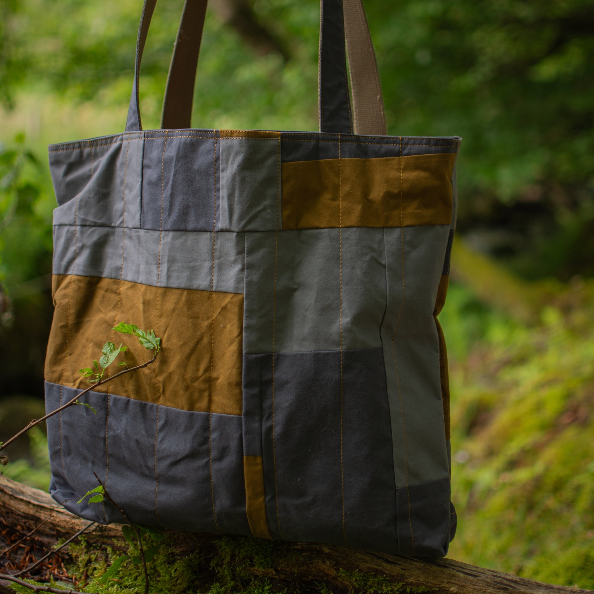 Zero Waste Slouchy "Forvie" Tote - Grey/Ochre