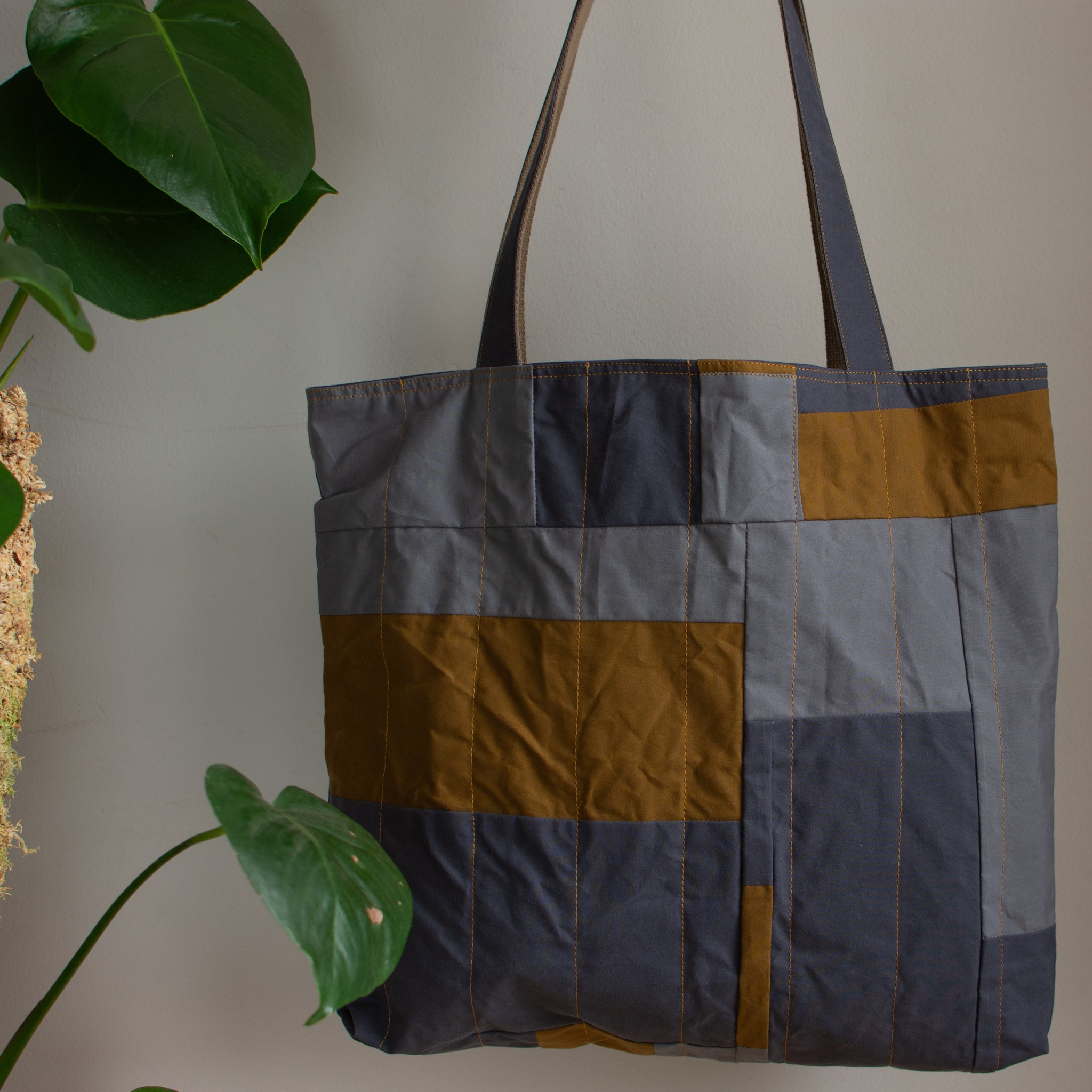 Zero Waste Slouchy "Forvie" Tote - Grey/Ochre