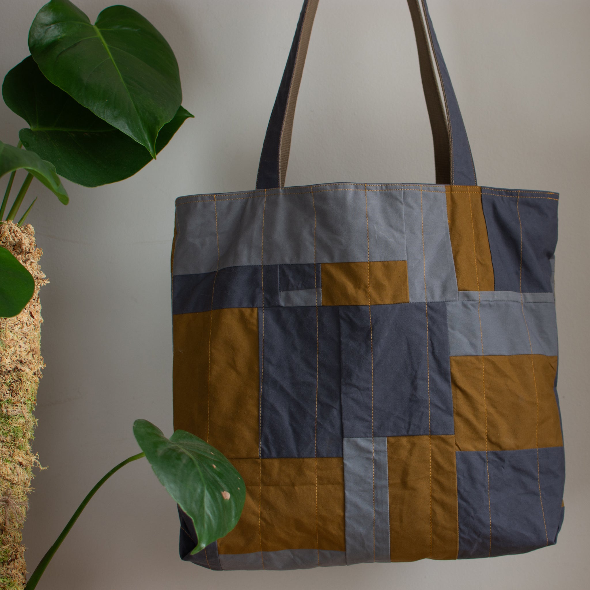 Zero Waste Slouchy "Forvie" Tote - Grey/Ochre