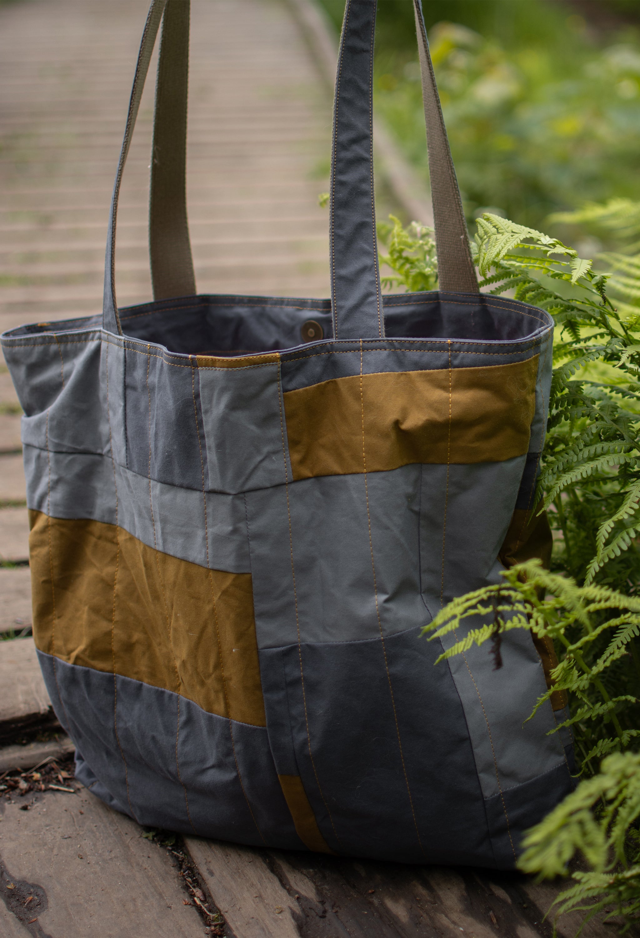 Zero Waste Slouchy "Forvie" Tote - Grey/Ochre