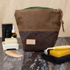 "SPEY" Waxed Cotton Washbag - BARK/BRACKEN - Fernweh UK 