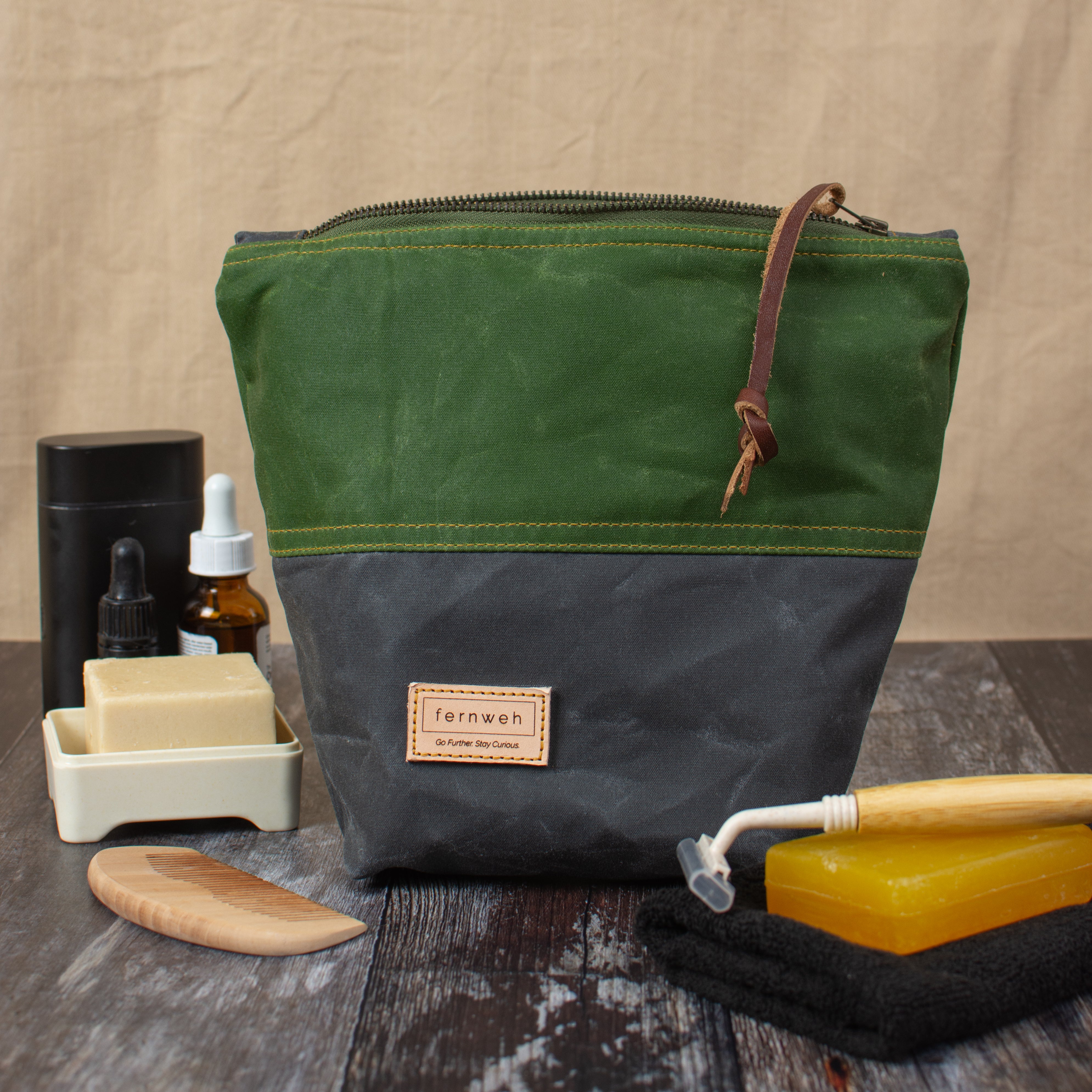 SPEY Waxed Cotton Washbag - Double - Fernweh UK 