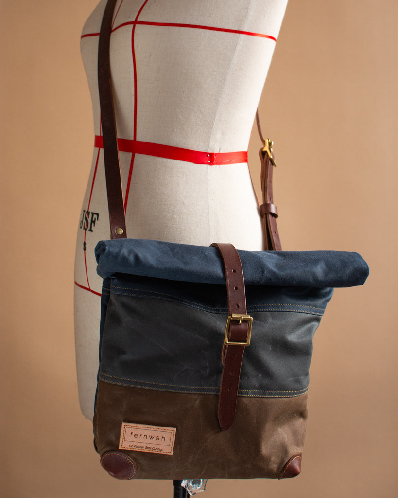 CAIRN Mini Rolltop Crossbody Bag - Triple Panel - Storm/Scree/Bark