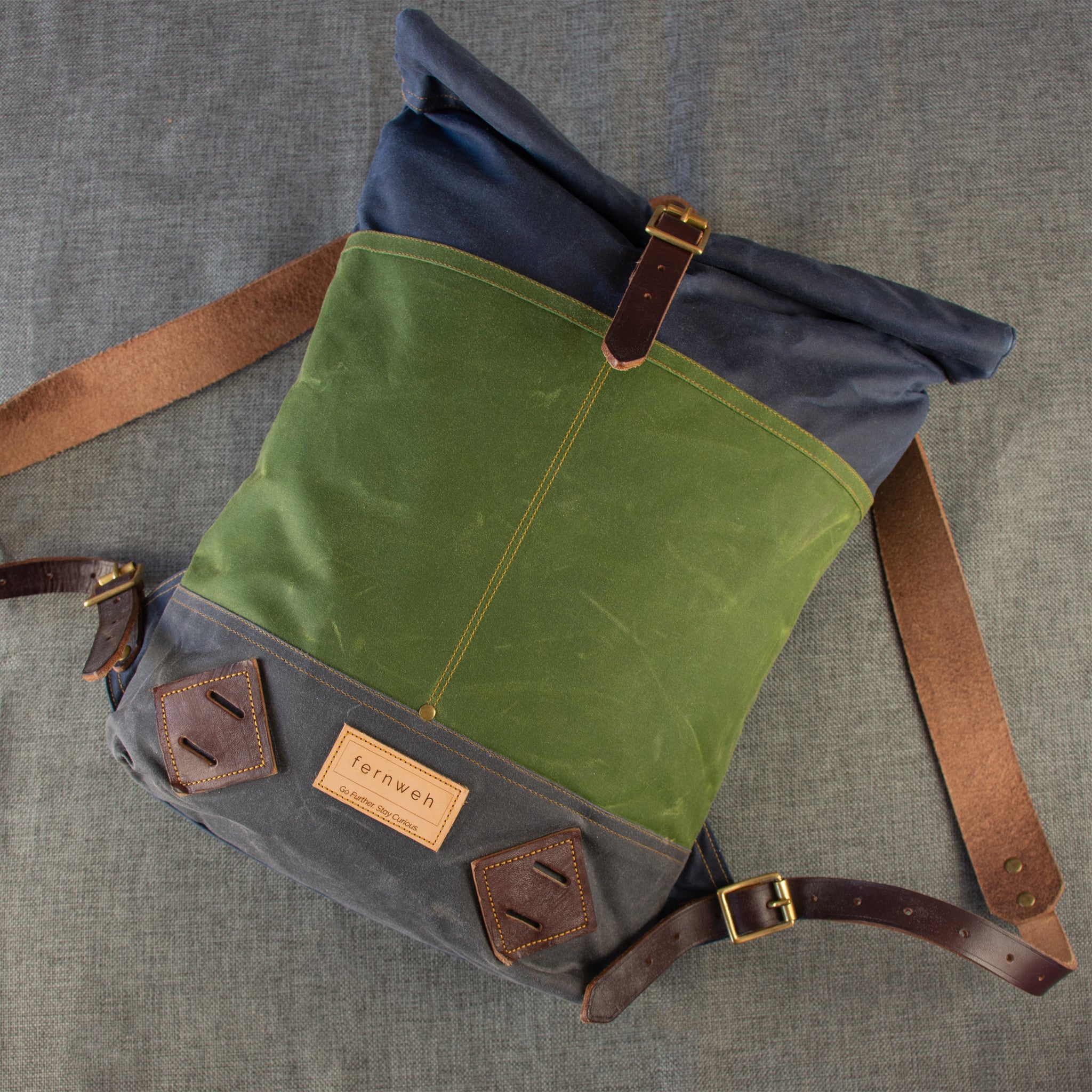 MUICK Waxed Canvas & Leather Rolltop Backpack - STORM/MOSS/SCREE – Fernweh  UK